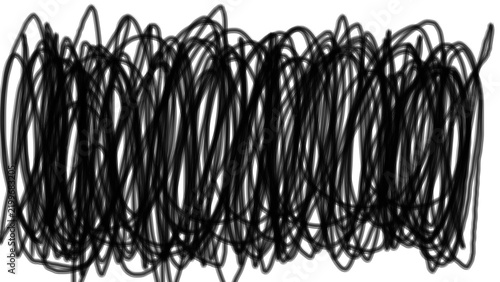 Fotografie Abstract chaotic black tangled loop scribble brush stroke background