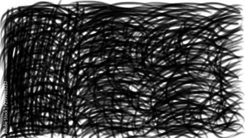 Quadro su tela Abstract chaotic black tangled scribble line art background