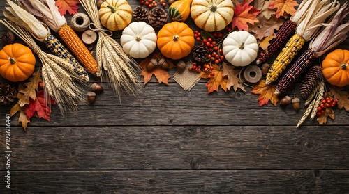 A beautiful thanksgiving border featuring pumpkins corn and autumn leaves for festive celebrations