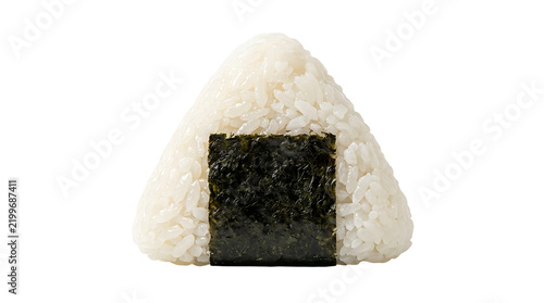 Onigiri rice ball with nori seaweed isolated on transparent background