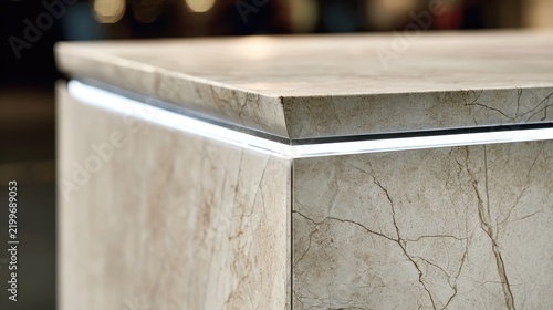 Close up of a modern countertop with integrated lighting design