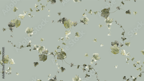 Leaves seamless pattern featuring watercolor-style green ivy vines on a muted...