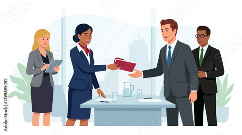 Diverse Business Team Collaborating in Modern Office Meeting