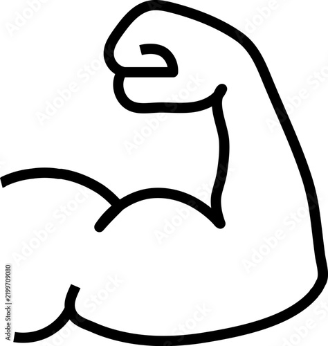 Фотография Minimalist black outline vector illustration of a flexing biceps muscle arm with