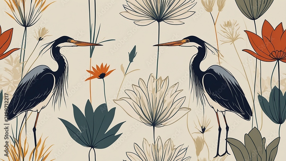 Fototapeta premium seamless background with birds