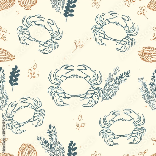 Pattern crabs drawing background illustration 