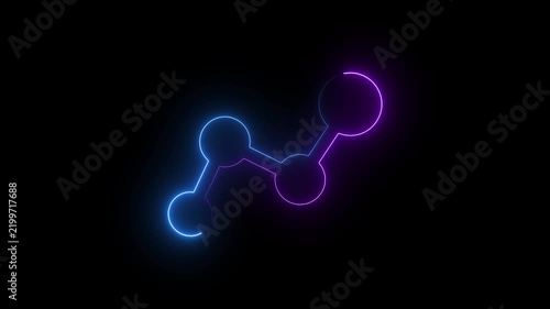 Glowing Neon Molecular Network with Connected Nodes on Dark Background, Futuristic Science, Digital Communication and Technology Concept