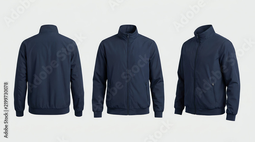Obraz na płótnie Harrington jacket mockup front, side and back views, 3d illustration, 3d rendering
