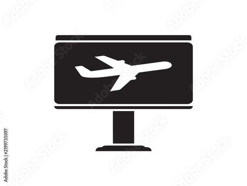 Airport flight information display board icon with airplane symbol