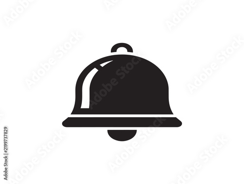 Black silhouette alarm bell icon for notification and alert interface design