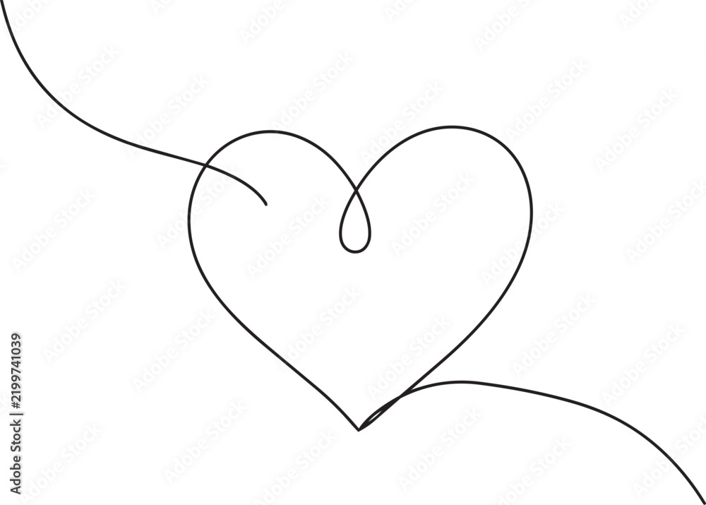 Fototapeta premium Continuous single line drawing of a simple heart shape
