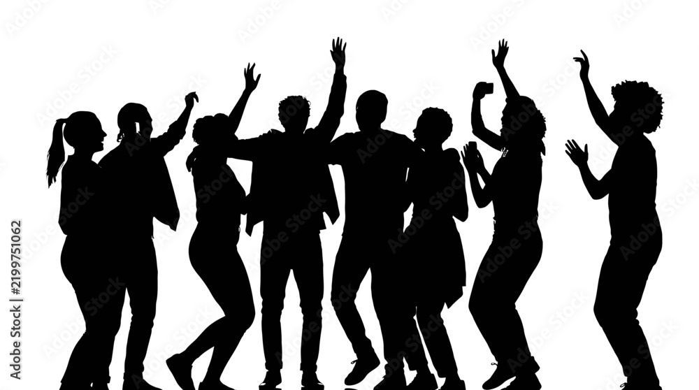 Fototapeta premium Group of friends dancing and celebrating together.