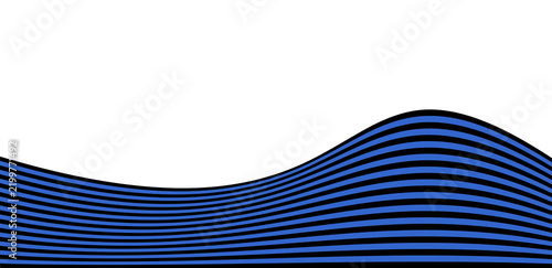 Abstract background design with flowing blue and black wavy stripes transparent background