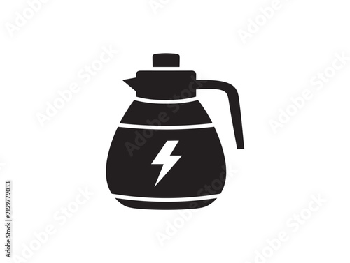 Black silhouette icon of a thermal carafe with a lightning bolt symbol