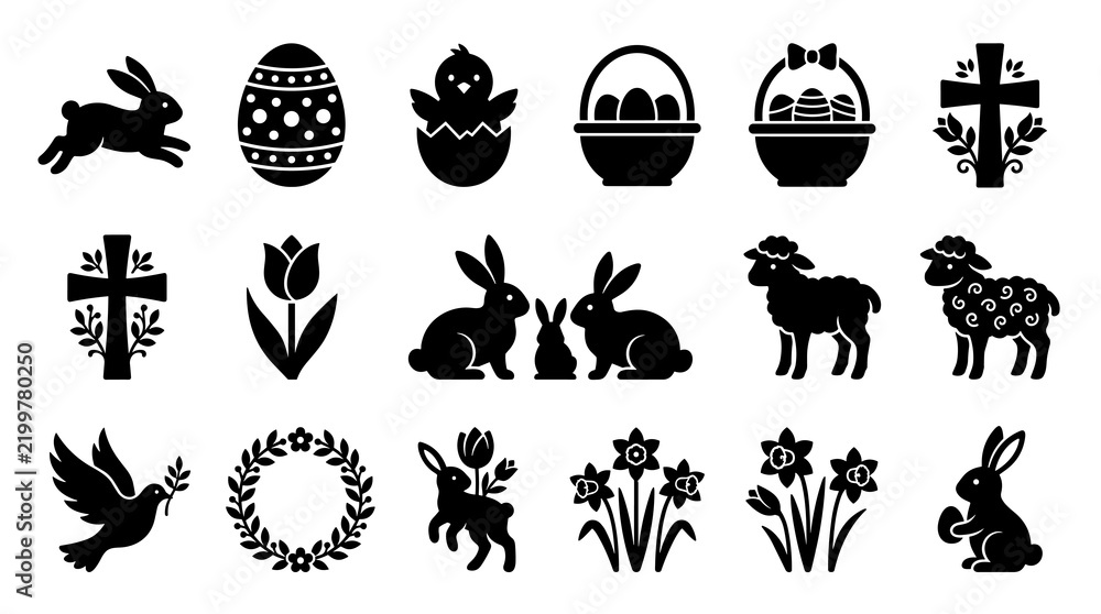 Fototapeta premium Happy Easter German Frohe Ostern Vector Typography Design with Floral Elements and Spring Motifs on White Background for Greeting Cards and Holiday Decorations