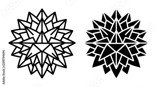 Geometric Starburst Vector Icons, Abstract Radiant Burst Shapes, Modern Geometric Starburst Design Elements, Black and White Starburst Graphics