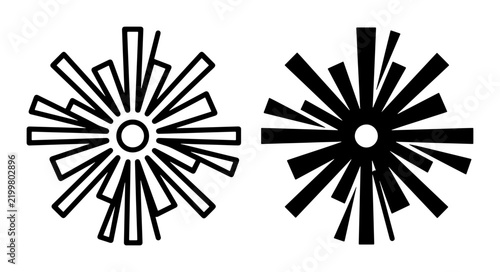 Abstract Starburst Burst Icon Set, Radial Explosion Graphic Elements, Geometric Sunburst Symbol Collection, Modern Design Shapes