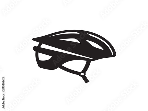 Black bicycle helmet icon silhouette isolated on a white background