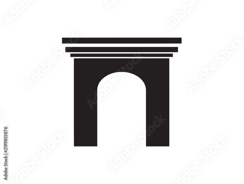 Black silhouette icon of a classical architectural archway on white background
