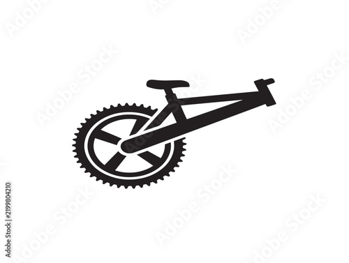 Black silhouette icon of a bicycle crank and frame isolated on white