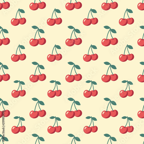 Fresh Cherry Pattern Background for Textile and Wallpaper Design