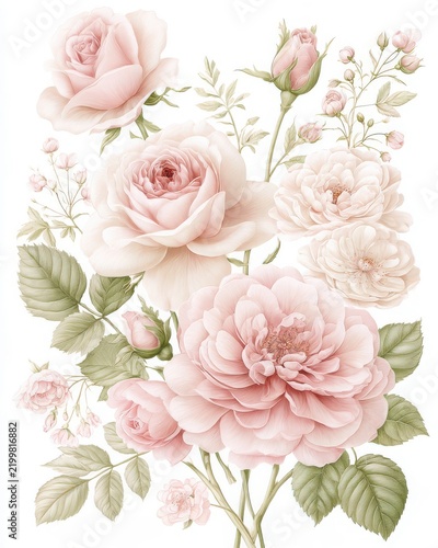 Luxury Watercolor Bouquet of Roses and Peonies in an Elegant Floral Style