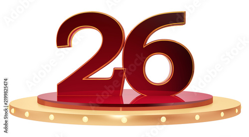 Elegant 3D Number 26 Display on Modern Podium