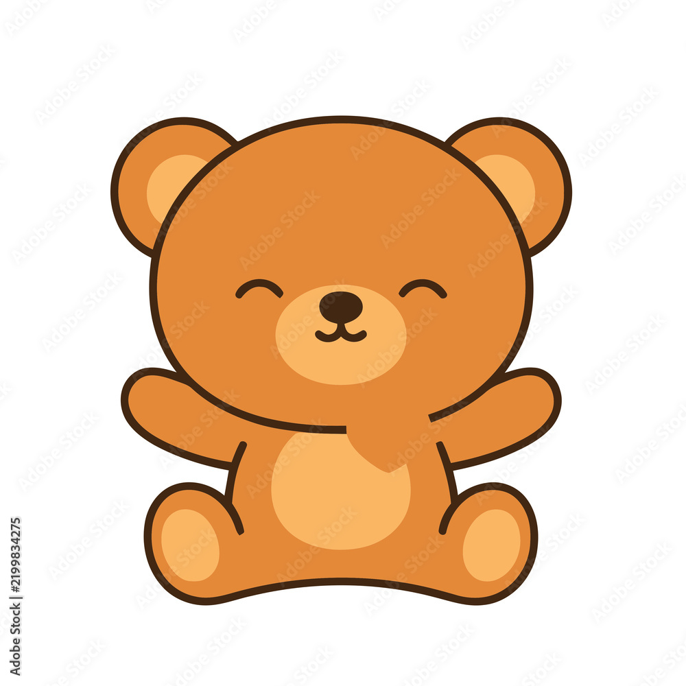 Fototapeta premium Cute cartoon teddy bear waving