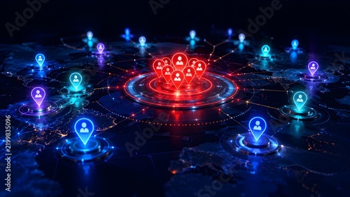 Global Network Mapping Regional Location Tracking And User Connection Concept