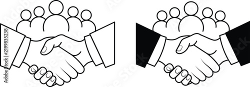Business handshake icon with group of people