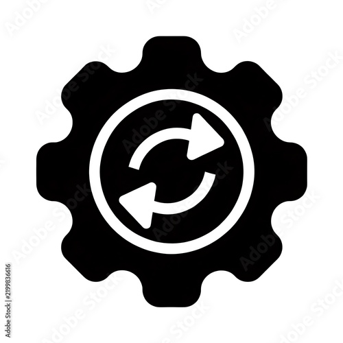 Obraz na płótnie Simple gear icon with circular refresh arrow inside