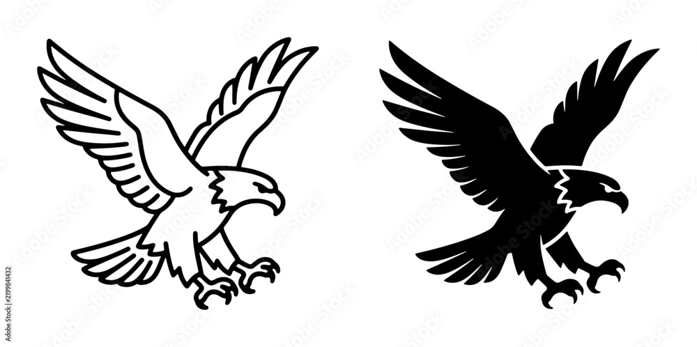 Fototapeta premium Eagle Vector Icons, Majestic Bird Silhouette, Freedom Symbol, Heraldic Emblem, Wildlife Graphic Design Elements