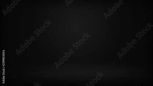 Minimal dark background with floating white dust particles and subtle glowing stars in deep space night sky