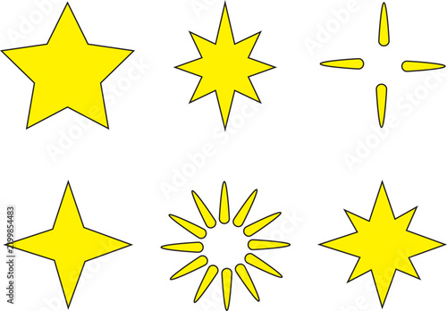 Yellow Starburst and Sparkle Decorative Vector Elements