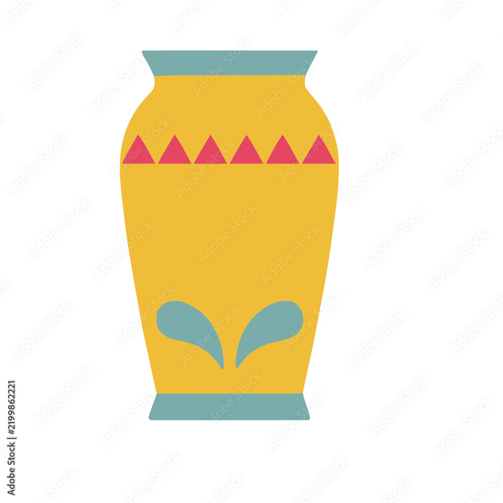 Fototapeta premium Yellow vase with geometric pattern