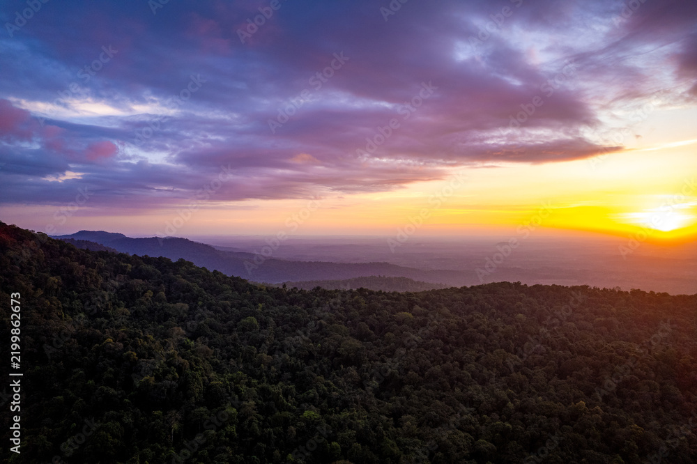 Obraz premium Sunset in the mountains, Western Ghats, Karnataka, India