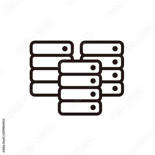 Fototapeta サーバーを積み重ねたデータセンター・サーバー管理アイコン