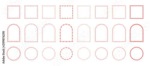 The collection of square, one side rounded and circular outline frame shapes