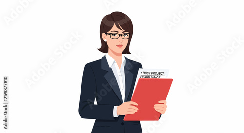 Female Security Consultant Holding Compliance Deadlines Folder