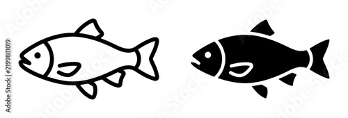 Fish Icons, Aquatic Life Vector Art, Seafood Symbol, Marine Animal Silhouette, Outline and Filled Styles for Design