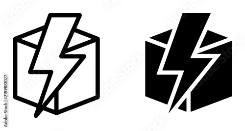 Lightning Bolt Icon Set, Energy Symbol Vector Graphics, Power Charge Icons, Electrical Symbol Illustration, Modern Technology Design Elements