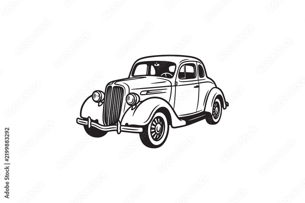 Obraz premium Vintage Classic Car Retro Illustration