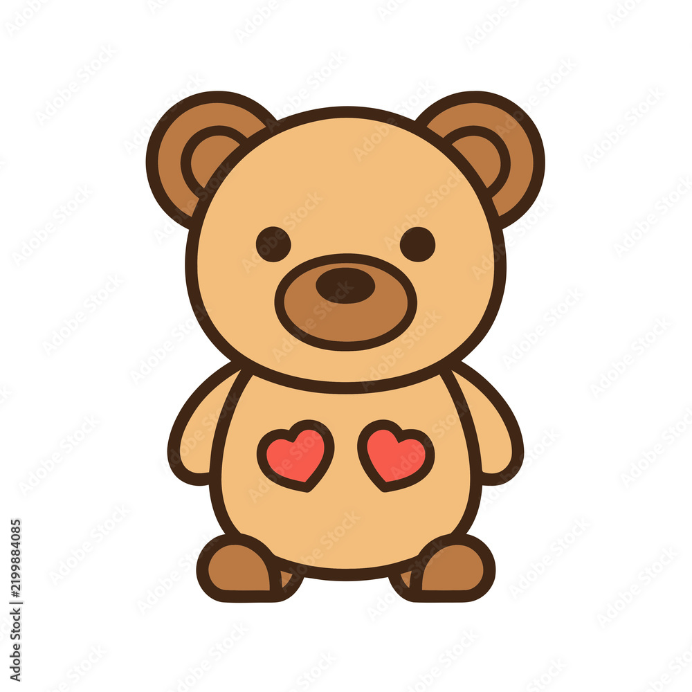 Fototapeta premium Cute teddy bear with two hearts