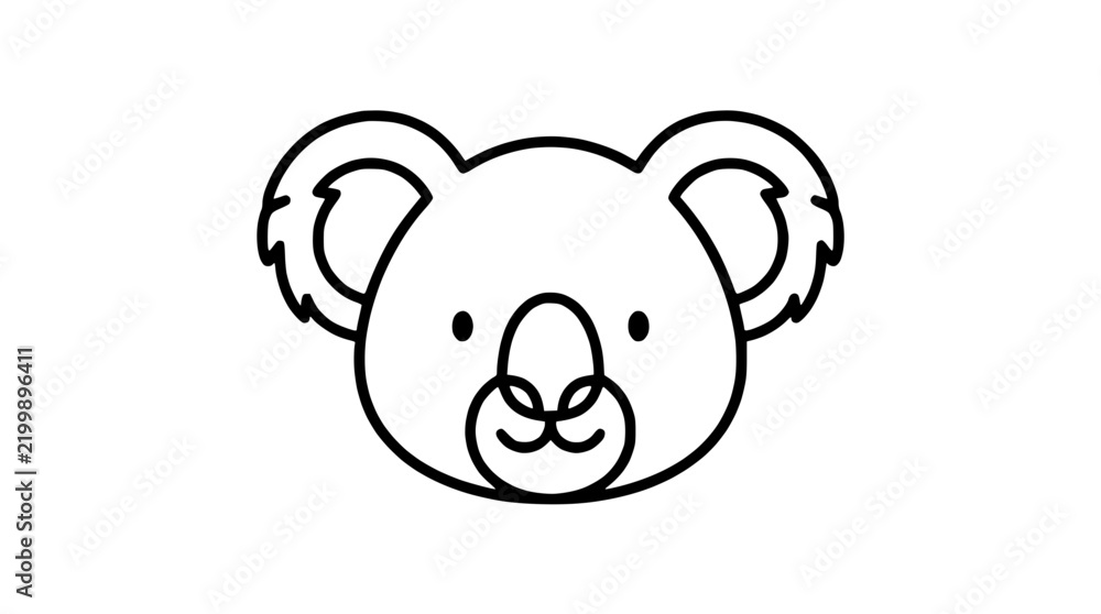 Fototapeta premium Simple koala face line art icon