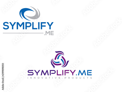 Abstract swirling shape with text a vector logo design