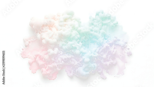 Abstract multicolored halftone dot cluster pattern with halftone