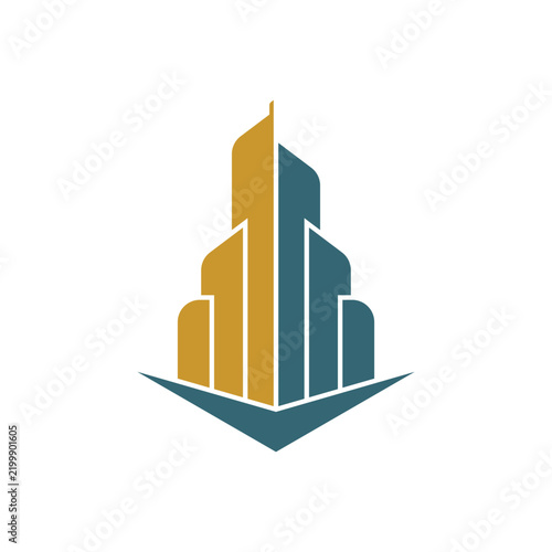 Minimalist Skyscraper Building Logo Illustration
