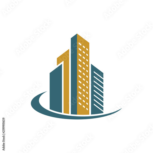 Minimalist Skyscraper Building Logo Illustration