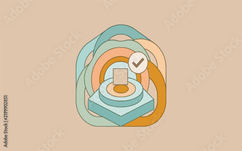 Abstract medical concept with checkmark and layers