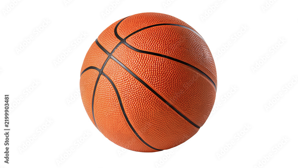 Fototapeta premium Classic orange rubber basketball isolated on transparent background